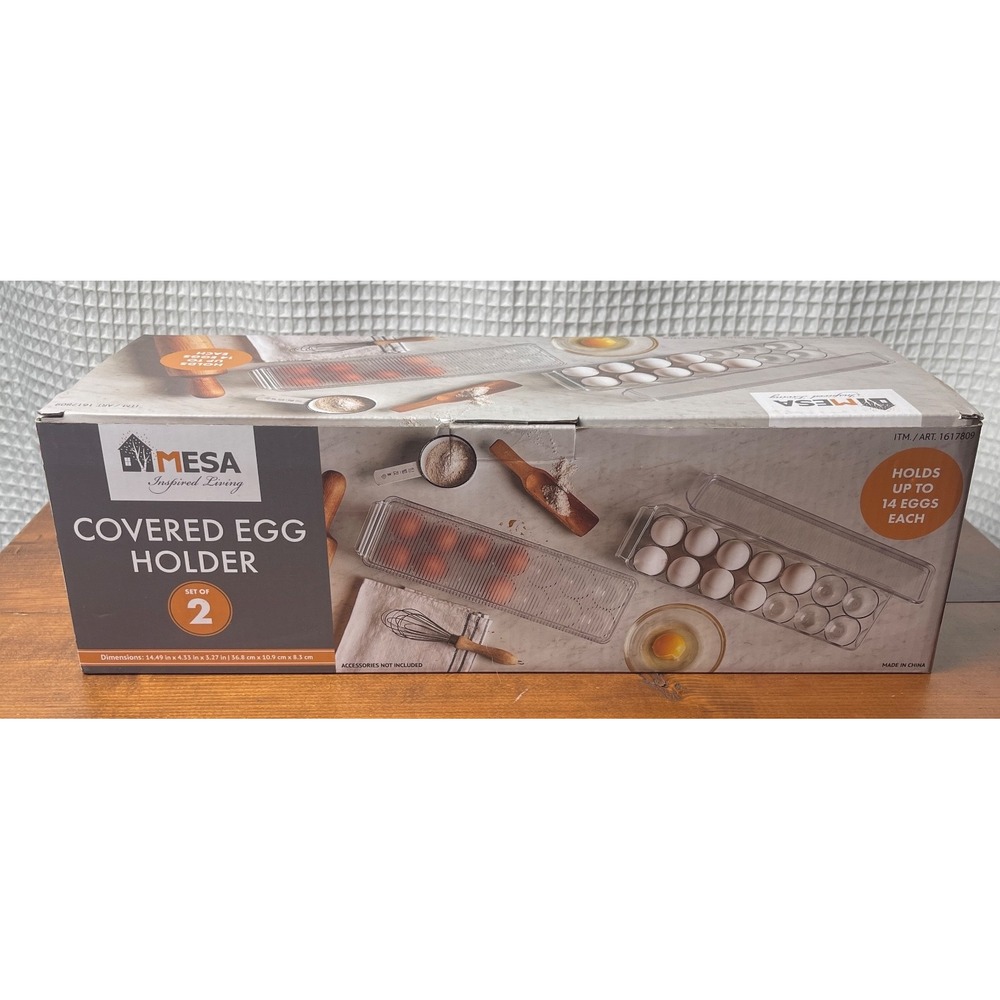 Mesa Covered Egg Holder 2 Pack Holds 14 Eggs Each 14.49 in x 4.33 in x 3.27 in